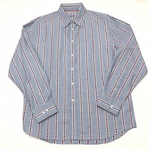 Robert Graham Men’s Flip Cuff Long Sleeve Blue Stripe Shirt Size‎ XL